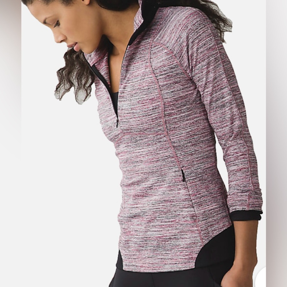 Lululemon Runderful 1/2 Zip Size 8 in Space Dye Camo Berry Rumble Multi/Black